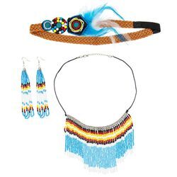 Schmuck-Set "Indianer", 4-teilig, blau/gelb