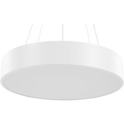 Led Hängelampe Weiß Stahl und Acryl ø 60 cm Rund Trommelform mit Langem Kabel Modern für Flur Küche Esstisch Wohnküche Hohe Decken Innenräume