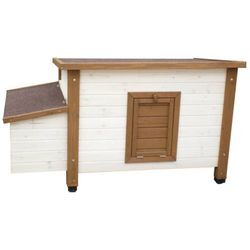 PET Hühnerstall Outdoor 136x74,5x75 cm Holz Weiß und Braun @ PET