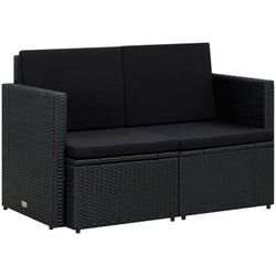 Vidaxl - 2-Sitzer-Gartensofa mit Auflagen Schwarz Poly Rattan 138968