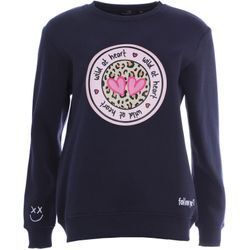 Sweatshirt ZWILLINGSHERZ Gr. L/XL, blau (navy), Damen, Obermaterial: 50% Baumwolle, 50% Polyester, bedruckt, Sweatshirts, mit "Wild at Heart"- Druck und gestickten Details