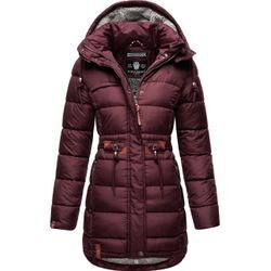 Steppmantel NAVAHOO "Daliee" Gr. L (40), rot (weinrot) Damen Mäntel Stylischer Winterparka mit abnehmbarer Kapuze