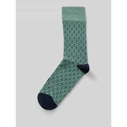 Socken mit Motiv-Stitching Modell 'Dove Green Dice'