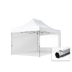 TOOLPORT 3x4,5m Aluminium Faltpavillon, inkl. 2 Seitenteile, weiß - (600214)