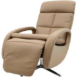 HHG - Relaxsessel 399, Design Fernsehsessel TV-Sessel Liegesessel, Liegefunktion drehbar, Voll-Leder taupe