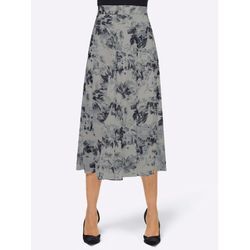 Webrock LADY, Damen, Gr. 24, schwarz (ecru, schwarz, bedruckt), 100% Polyester, geblümt, gemustert, mehrfarbig, wadenlang, Röcke