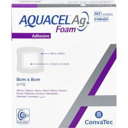 Aquacel Ag Foam Adhäsiv 8x8 cm Verband 10 ST