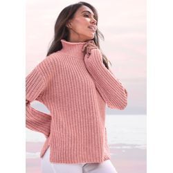 Stehkragenpullover BUFFALO Gr. 32/34, rosa (rosenholz meliert), Damen, Strick, Obermaterial: 64% Polyester, 23% Polyacryl, 10% Polyamid, 3% Wolle, meliert, Pullover, in Melange-Optik