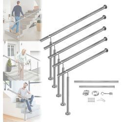 Uisebrt - Edelstahl Handlauf Eingangsgeländer Geländer Treppengeländer Rostfrei Wandhandlauf Wandhalter Wand Treppe für Drinnen Draußen Treppen