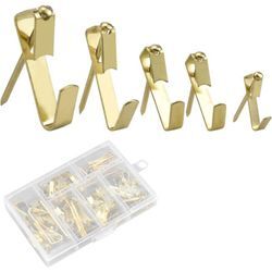 130-teiliges Metall-Wandhaken-Bilderhaken-Set mit Nagelset, Wand-Fotohalter-Haken, Bilderrahmen-Aufhänger (Goldfarbe)