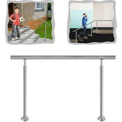 Yardin - Treppengeländer Edelstahl Handlauf Geländer, Edelstahlgeländer Innen und Außen für Treppen Brüstung Garten Balkon (160cm, 0 Querstäbe) Silber