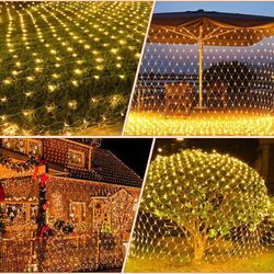 Swanew led Lichternetz Lichterkette Weihnachtsbeleuchtung Lichtervorhang Innen Außen Deko Weihnachtslicht 8 Modi IP44 Warmweiß 3x2M