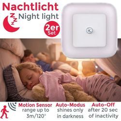 B.k.licht - led Nachtlicht 2er Set Nachtlampen Bewegungsmelder Steckdosen-Lampe Leuchte 230V