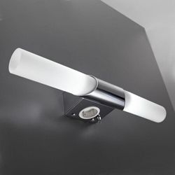 Led Wandlampe Spiegel-Leuchte Badezimmer Metall Glas E14 Bad-Lampe mit Steckdose - B.k.licht