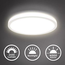 Led Deckenlampe Panel ultraflach Deckenleuchte indirekt Wohnzimmer Flur weiß - B.k.licht