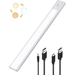 Jusch - LED-Schranklampe mit Bewegungssensor, 2-in-1-LED-Küchen-Unterbauleuchte, über usb wiederaufladbar und mit 5 v Gleichstrom betrieben, 40 cm