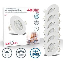 6x led Bad Einbaustrahler Leuchten weiß 230V wasserfest IP65 Spots schwenkbar 5W