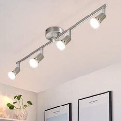 Led Deckenstrahler 4 Flammig Wohnzimmer - Deckenleuchte Modern Deckenlampe GU10 Deckenspot Schwenkbar 330°Drehbar Spot Strahler Lampe Edelstahl Decke