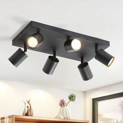 Gbly - led Deckenleuchte Schwarz Deckenstrahler: GU10 Deckenlampe Spots 6 Flammig 330°Schwenkbar Deckenspots Industrial Wandstrahler Modern Flurlampe