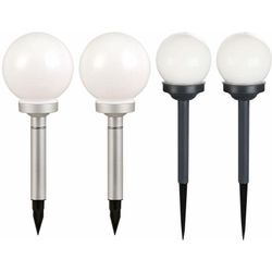 4x LED Solar Kugel Leuchten Garten Weg Beet Beleuchtung Außen Erdspieß Steck Lampen weiß