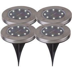 4x Solar Außen Spot Strahler Lampe Edelstahl Wasserfest OUTDOOR Weg-Beleuchtung Garten Terrasse Rasen Auffahrt Erdspieß Boden-Leuchte