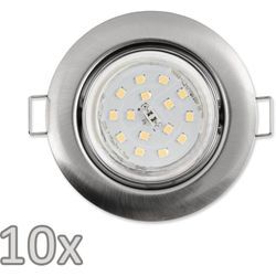 Einbauleuchten-Set Mcshine 10xRahmen, 10x LED-Strahler, Edelstahl gebürstet