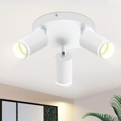 Gbly - led Deckenstrahler Weiß Deckenleuchte: GU10 Spots Deckenlampe 3 Flammig Schwenkbar Wandstrahler Rund Innen Metall Deckenspots für Flur