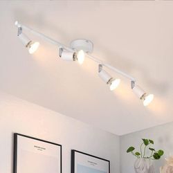 GBLY LED Deckenlampe 4 Flammig GU10 - Deckenstrahler Modern Deckenlampe Schlafzimmerlampe Strahler Weiß Innen Deckenspots für Wohnzimmer Badezimmer