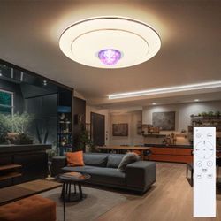 Deckenleuchte Deckenlampe rgb led Fernbedienung Musik Diskokugel Lautsprecher Leuchte Tageslicht mit Bluetooth , Metall, Farbewechsel dimmbar, 1x 40W