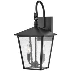 Wandlampe außen Glas Aluminium IP44 h: 47,9 cm Schwarz 2-flammig Rustikal Außenlampe Wand