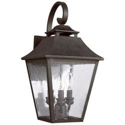 Wandlampe außen Edelstahl Glas 48,9 cm hoch IP44 Schwarz antik E14 3-flammig Rustikal