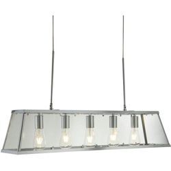 Licht-erlebnisse - Hängelampe Metall Glas E27 h: max. 150 cm Chrom länglich Retro Pendelleuchte