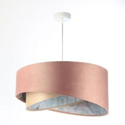 Licht-erlebnisse - Hängeleuchte Stoff rund d: 50 cm h: max. 102 cm Weiß Rosa Beige Hellblau marmoriert E27