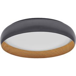 LEDVANCE ORBIS Livia LED-Deckenleuchte mit Metallring, grau/Holzdekor, 36W, 2000lm, 3000K, 520mm, 830 freundliches Warmweiß, durch Klicken in