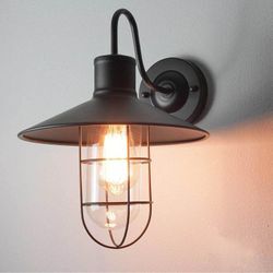 Wandlampe innen Schwarz Rustikal b: 29 cm E27 dekorative Wandleuchte Küche Wohnzimmer