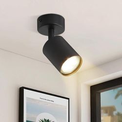 Gbly - led Deckenleuchte Schwarz Deckenstrahler: GU10 Deckenlampe Spots 1 Flammig 330°Schwenkbar Deckenspots Modern Flurlampe Industrial Wandstrahler