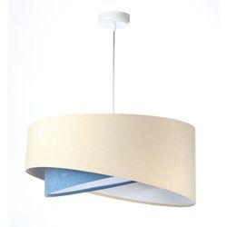 Licht-erlebnisse - Pendelleuchte Stoff E27 d: 50 cm rund h: max. 102 cm Weiß Creme Blau Modern Hängeleuchte