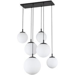 Licht-erlebnisse - Hängeleuchte Metall Glas h: max. 140 cm Schwarz Weiß E27 Kugelschirm Modern Pendelleuchte