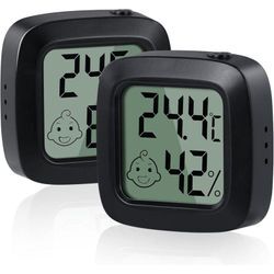 Sollbry - 2PCS Mini Hochpräzises digitales Hygrometer-Thermometer, Innen-Hygrometer-Thermometer, mit Schalter, ℃/℉ umwandelbar, für Wohnzimmer,