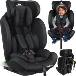 Autokindersitz Premium Kinderautositz Gruppe 1+2+3, 9-36 kg 5-Punkt-Sicherheitsgurt Autositz Kindersitz Einstellbare Kopfstütze Mitwachsend Schwarz