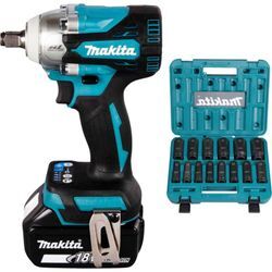 Makita - Akku-Schlagschrauber DTW300TJX7, 18V 2x 5,0 Ah und Ladegerät im makpac + 14-tlg. Schlagnuss-Set