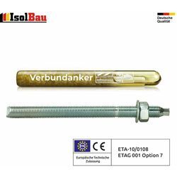 Verbundankerpatrone + Ankerstange set M8 M10 M12 M16 M20 M24 Mörtelpatrone Menge: 5 Stk. Größe: verank M10 + ans M10 x 190mm