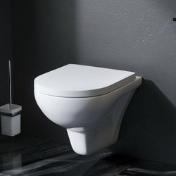 Hänge-WC Wand Toilette Spülrandlose Toilette Wand-WC inkl.abnehmbaren WC-Sitz mit Softclose-Absenkautomatik Wand wc Spülrandlos Hit CTA1700SC, Weiss