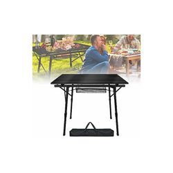 Campingtisch Alu Klapptisch Höhenverstellbar, Klappbar Camping Tisch Falttisch Picknicktisch Reisetisch mit Tragetasche, 45 x 90 x 52 cm Foldable