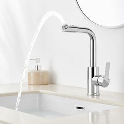 Auralum Max - Wasserhahn Bad Chrom, Badarmatur doppelter 360° drehbarer Waschtischarmatur, Mischbatterie Waschbecken, Einhebelmischer für Badezimmer