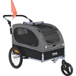 Vevor Hundeanhänger 40 kg 2in1 Fahrradanhänger Kohlenstoffstahl + 600D Oxford-Gewebe + pp faltbar 1470 x 720 x 780 mm als Anhänger 1530 x 720 x 825