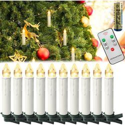 30x led Weihnachtsbaumkerzen Kabellos Warmweiß mit Batterien, Fernbedienung, Timer Flackern Dimmbar, Christbaumkerzen als Dekoration - Aufun