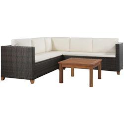 Minkurow - 4-tlg. Garten-Lounge-Set mit Kissen Poly-Rattan Braun vidaXL