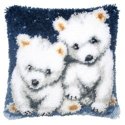 Knüpfkissen "2 Eisbären-Babys"