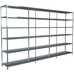 Steckregal SCHULTE REGALWELT "Stecksystem Grund- und 2x Anbauregale", silber (silberfarben), B:320cm H:230cm T:35cm, Stahl, Regale, Metall verzinkt, 2300x3200x350 mm, 18 Böden